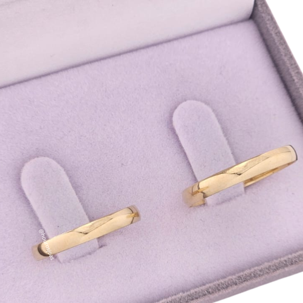 Par de Alianças Abaulada Casamento Ouro 18k 3mm 1 @hourosjoias 4