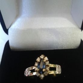 Anel Formatura Ouro 18k Pedra Natural Brilhantes