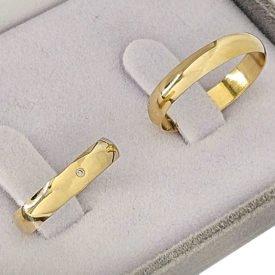 Par de Alianças Abaulada de Ouro 18k 3,5mm Brilhante
