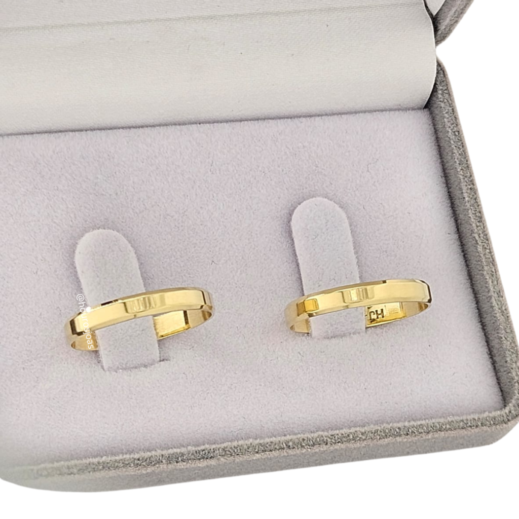 Par de Alianças de Casamento Chanfrada 3mm Ouro 18k 1 chanfrada3mm@hourosjoias