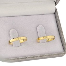 Par de Alianças de Casamento Chanfrada 3mm Ouro 18k