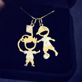 Cordão com Pingentes Meninos Ouro 18k