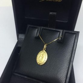 Cordão de Ouro Feminino Corrente veneziana 60cm + Pingente Santo Antonio Ouro 18k