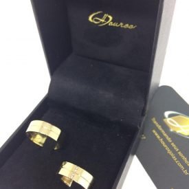 Par de Alianças Ouro 18k Casamento 6mm 12g Reta Brilhantes