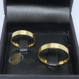 Par de Alianças de Ouro 18k Anatômica Reta Fosca 5 Gramas