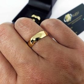 Par de Alianças Ouro 18k Casamento 5mm 8g Abaulada