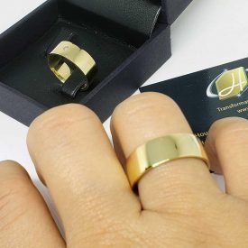 Par de Alianças Ouro 18k Reta 7mm 14g Brilhante