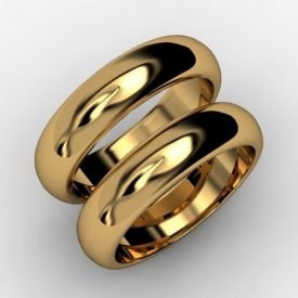 Par de Alianças Boleada Polida Ouro 18k