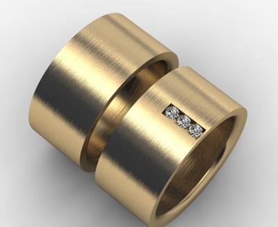 Par de Alianças Reta Fosca 10mm Brilhantes Ouro 18k