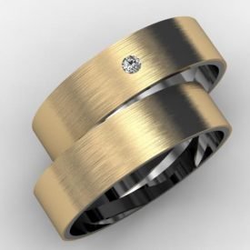 Par de Alianças Fosca Base Prata com Camada de Ouro 18k Zircônia