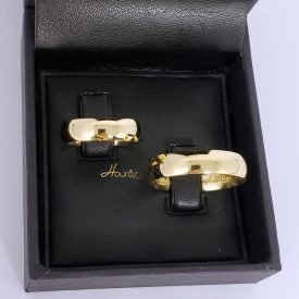 Par de Alianças Ouro 18k Abaulada Anatômica 5mm