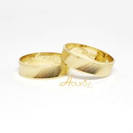 Par de Alianças Riscadinha Reta 5 mm  5 gramas Ouro 18k