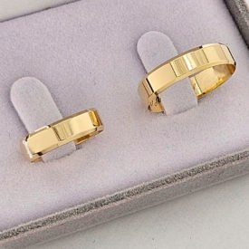 Par de Alianças de Casamento Chanfrada 5mm Ouro 18k