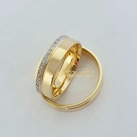 Par de Alianças Ouro 18k Reta 5mm 7gramas Brilhantes