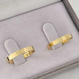 Par de Alianças Ouro 18k Reta