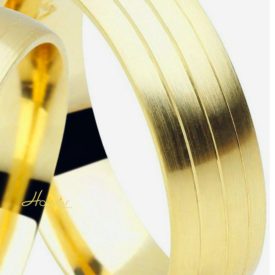 Aliança Ouro 18k Boleada 6mm frisos Unidade