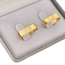 Par de Alianças de Casamento Facetada 6 mm Ouro 18k
